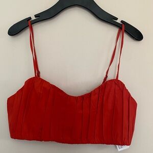 New Abercrombie & Fitch | Red Pleated Sweetheart Neckline Crop Top, M